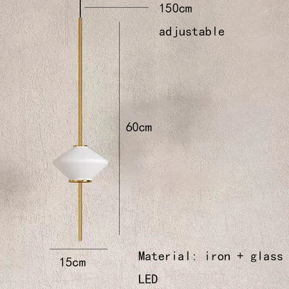 Art Deco White Glass Pendant Light With Gold Metal Wire - Decorbites
