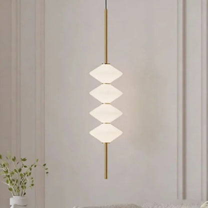 Art Deco White Glass Pendant Light With Gold Metal Wire - Decorbites