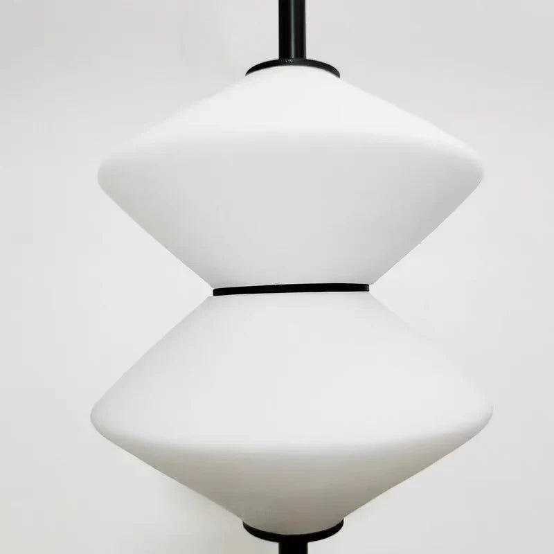 Art Deco White Glass Pendant Light With Gold Metal Wire - Decorbites