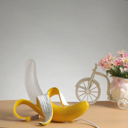 Art deco yellow banana-shaped lighting fixture with peeled design and decorbites glass lampshade led for bedroom decor