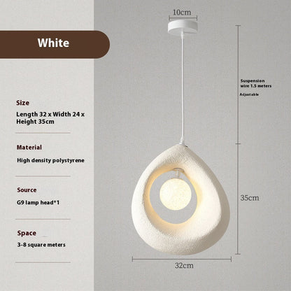 White high-density polystyrene teardrop pendant light with g9 led lamp for art restaurant chandelier use