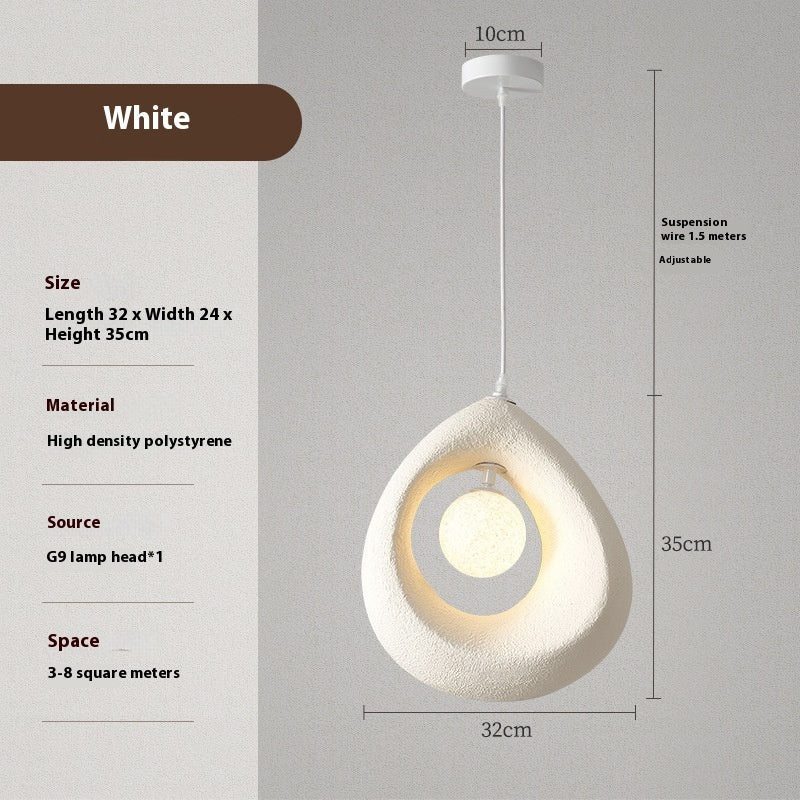 White high-density polystyrene teardrop pendant light with g9 led lamp for art restaurant chandelier use