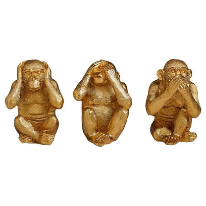 Artisanal three wise golden monkey sculpture featuring decorbites golden monkey figurines for living room decor