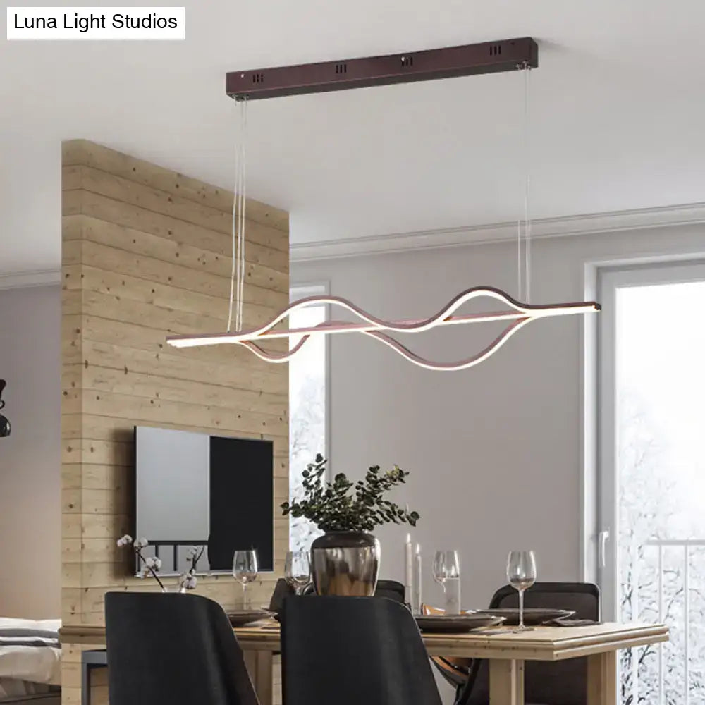 DecorBites™ artistic metal dining pendant light fixture with flowing shapes copper-toned led light fixture