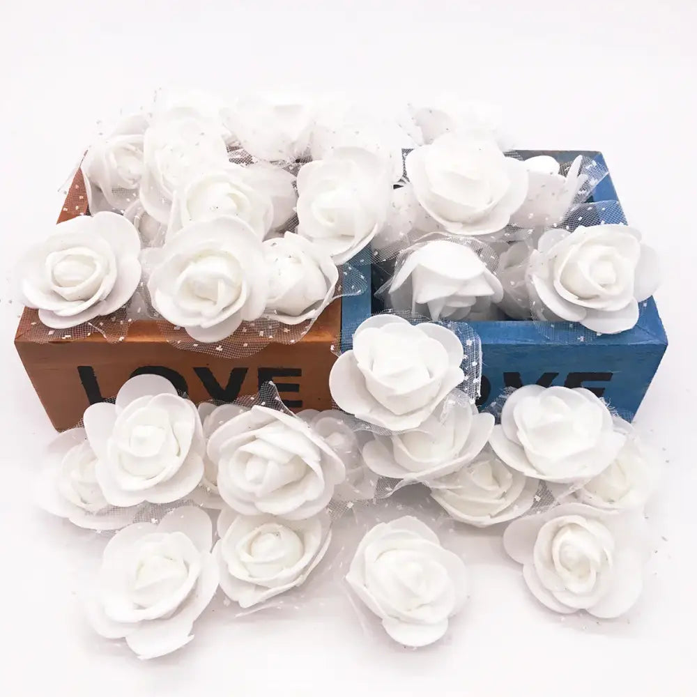 Assorted white handmade foam rose flower heads with delicate soft texture and glossy finish for decorbites handmade foam decor
