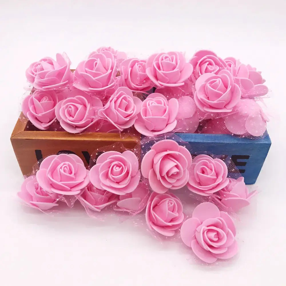 Pink handmade foam rose flower heads with delicate layered petals and soft matte finish for decorbites handmade foam decor