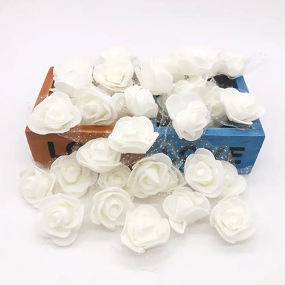 Assorted white handmade foam rose flower heads with delicate matte finish for decorbites handmade foam wedding decor