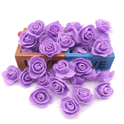 Purple delicate soft-textured handmade foam rose flower heads by decorbites for wedding decor