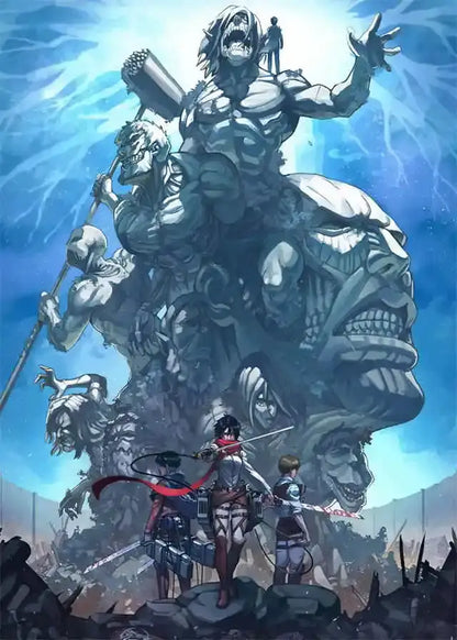 Decorbites™ anime attack on titan final season poster featuring a muscular titan in an aesthetic manga canvas painting
