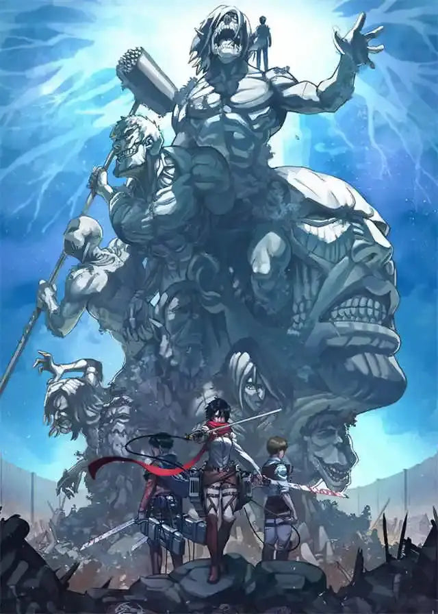 Decorbites™ attack on titan final season poster for kids room featuring a fierce muscular titan in anime battle scene