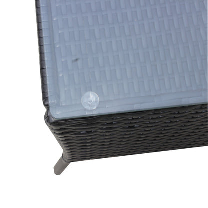 4 PC Rattan Patio Furniture Set Outdoor Patio Cushioned Seat Wicker Sofa Green Cushion