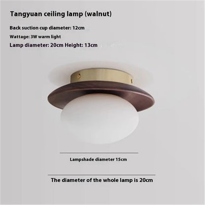 Cream Style Japanese Style Log Bedside Balcony Spherical Living Room TV Wall Wall Lamp
