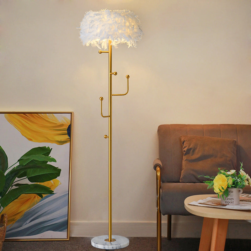 Feather Marble Floor Lamp