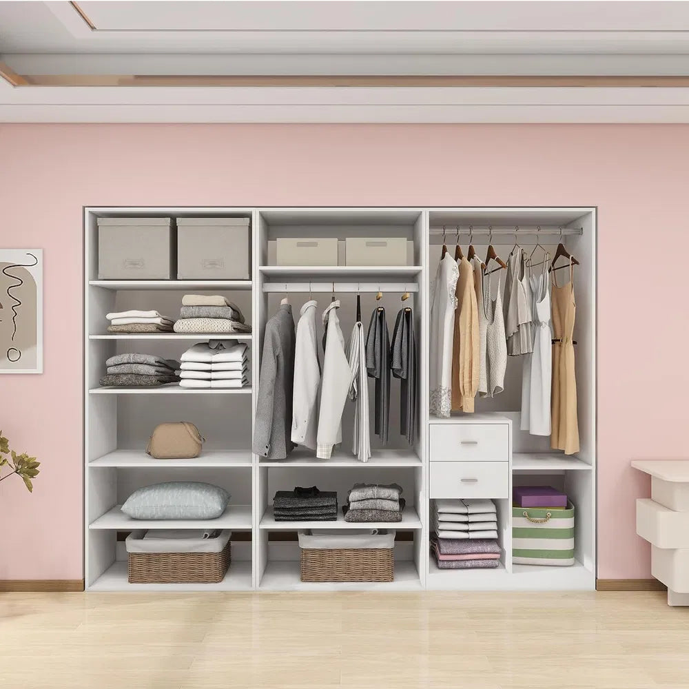 Freestanding White Wardrobe Closet