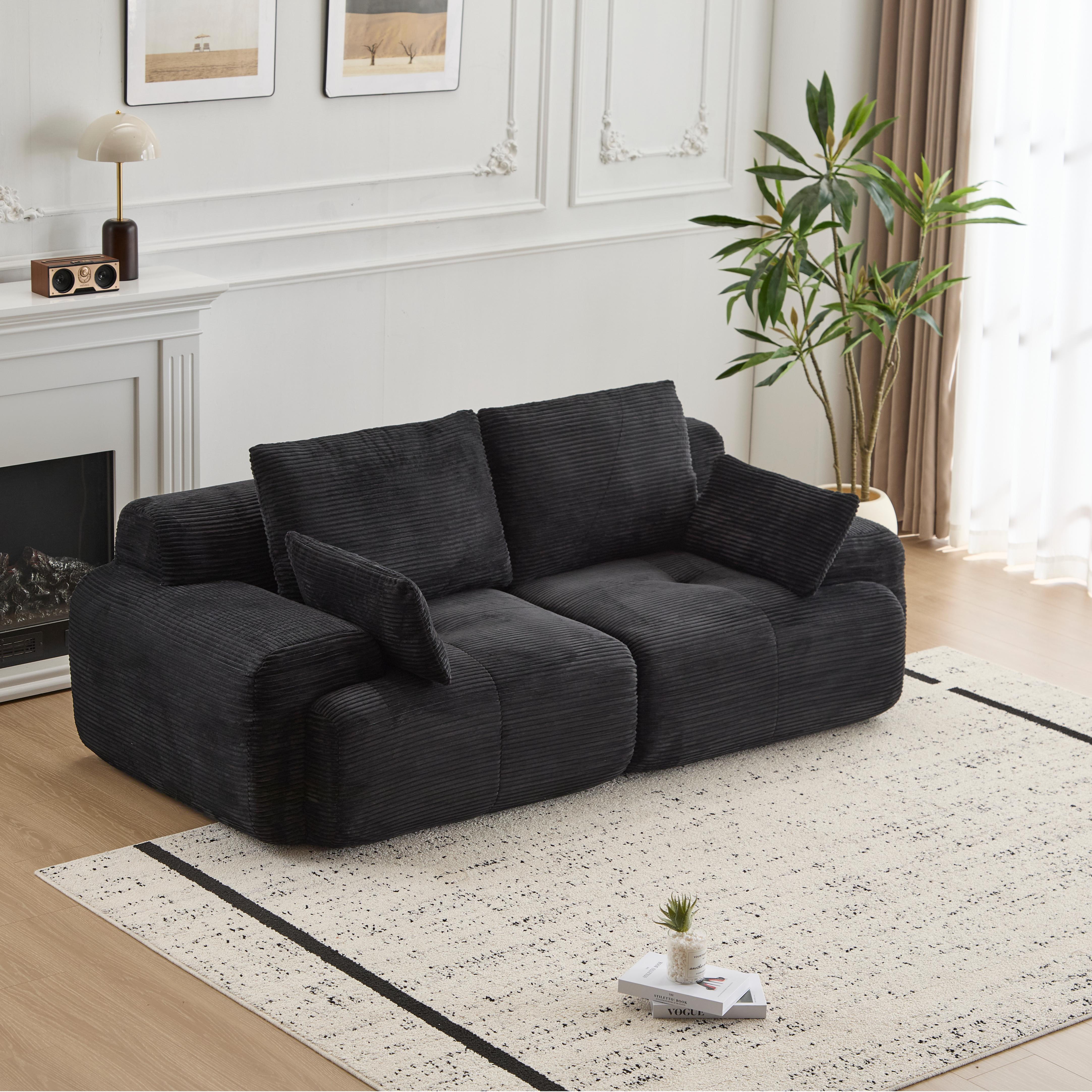 Black Corduroy Loveseat Sofa