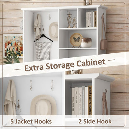 Multi-functional Hall Tree With Storage Shelves Drawers And Cabinet, Elegant Hallway Shoe Cabinet With Bench, Modern Coat Rack With Hooks For Hallway Entryways