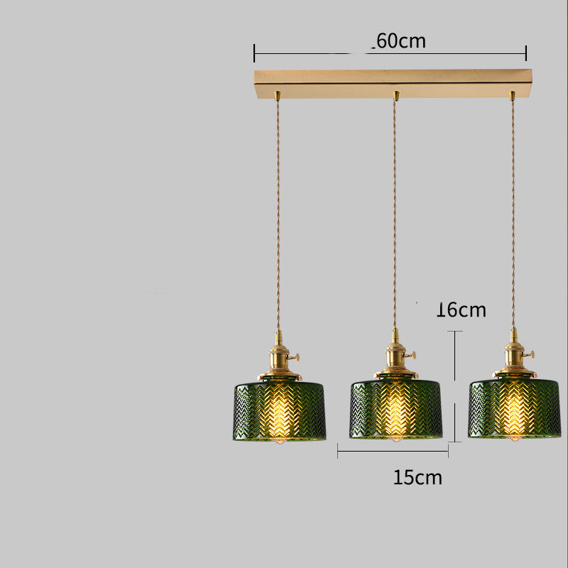 Copper Glass Chandelier Retro Style Multi-Size