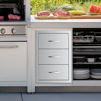 Outdoor Kitchen Drawers Triple BBQ Access Drawers Island 18.5x22.5x22.5 In