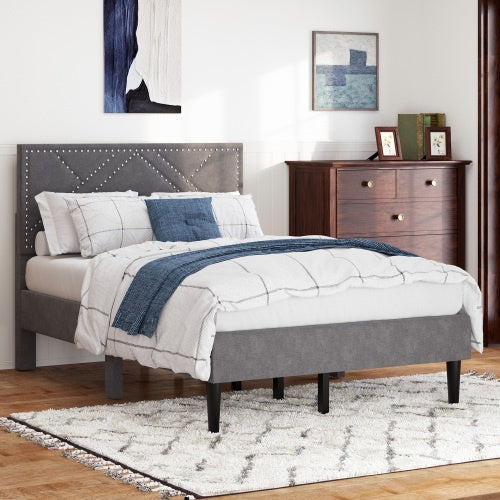 Gray Linen Storage Bed