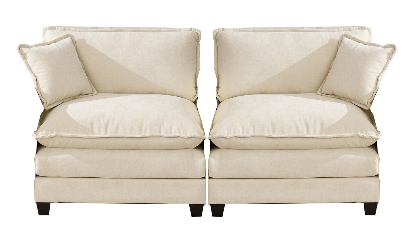 Cloud Sofa Two Seats The Cushion On The Armrest Not Included, Modern Sectional Couch, For Apartment, Comfy Double Layer Upholstered Seat Cushion, Breathable Chenille Fabric, Beige,SW504ABG