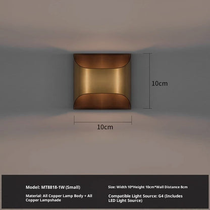 Modern Minimalist Background Wall Staircase Full Copper Wall Lamp