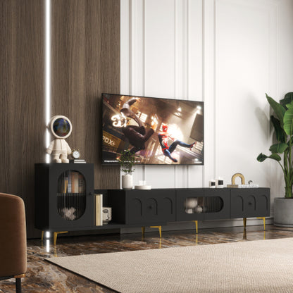 Wood Extendable TV Stand Rectangle Entertainment Center,Media TV Console For Living Room Bedroom