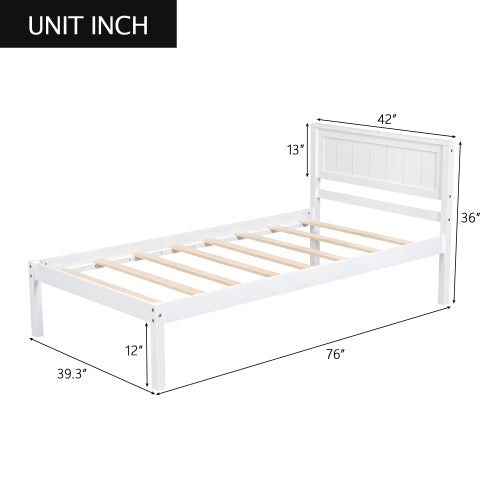 White Wood Platform Bed