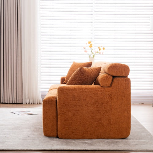 Orange Chenille 4-Seater Sofa