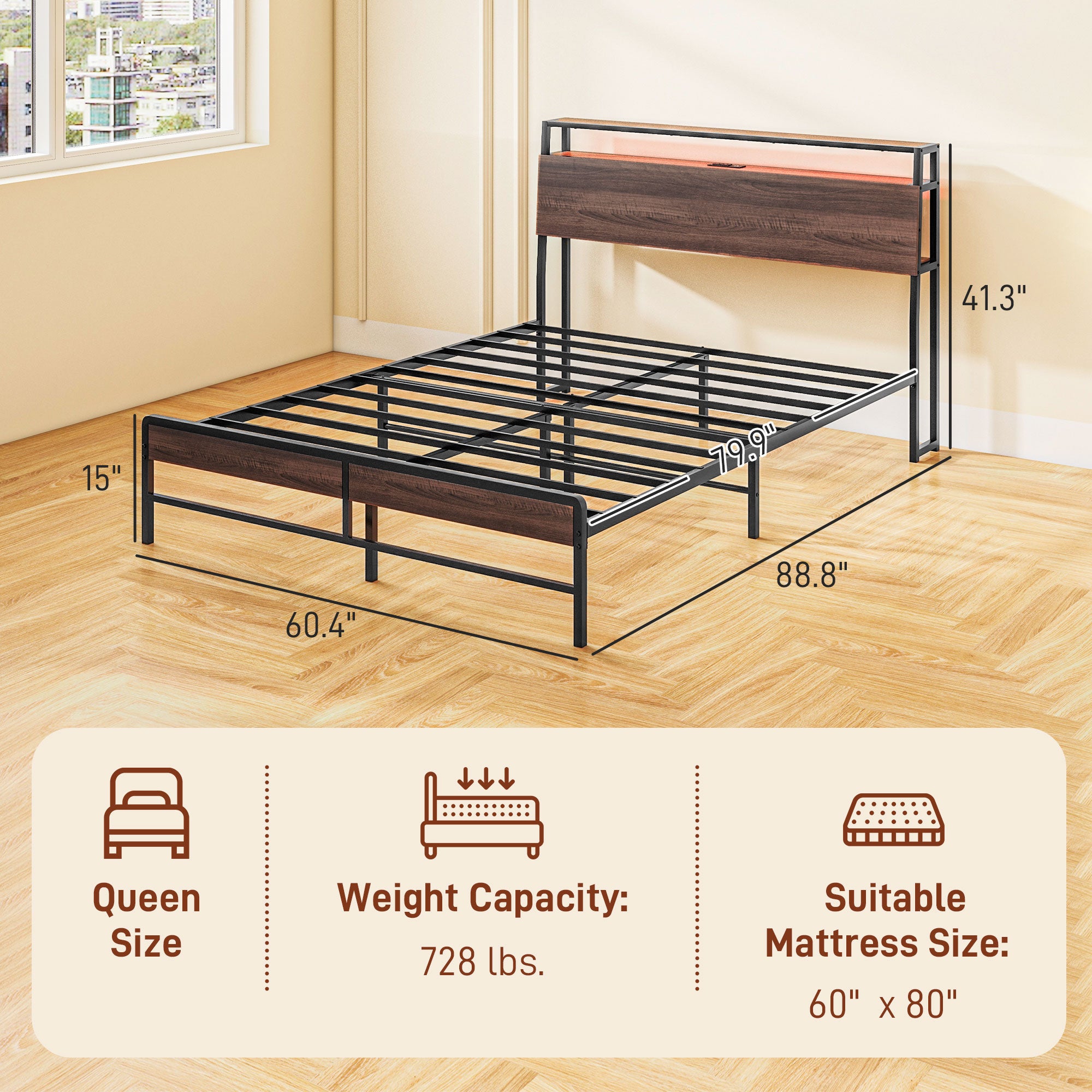 Gray LED Charging Bed