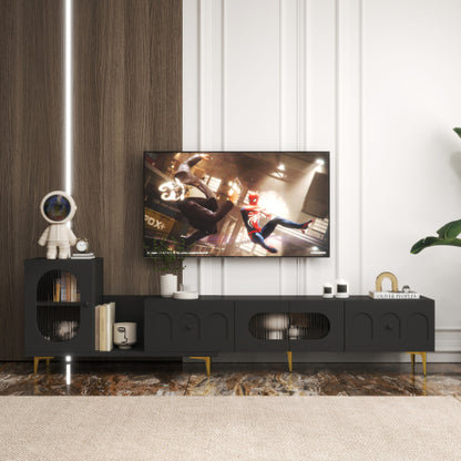 Wood Extendable TV Stand Rectangle Entertainment Center,Media TV Console For Living Room Bedroom