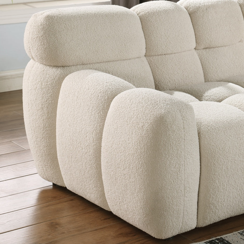 Beige Boucle Sofa