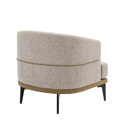 Modern Two-tone Barrel Fabric Chair, Upholstered Round Armchair For Living Room Bedroom Reading Room, Mustard Green
