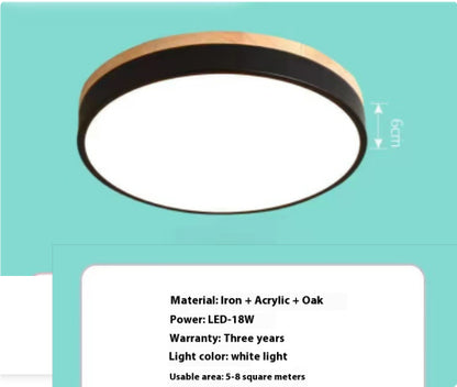 Simple Modern Wooden Lamp Cozy Bedroom Round Ceiling