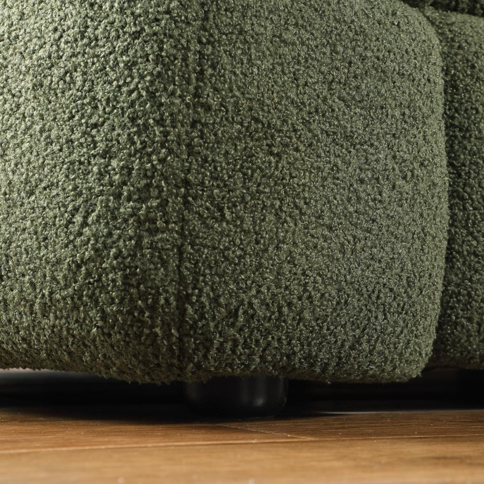 Olive Boucle 3-Seater Sofa