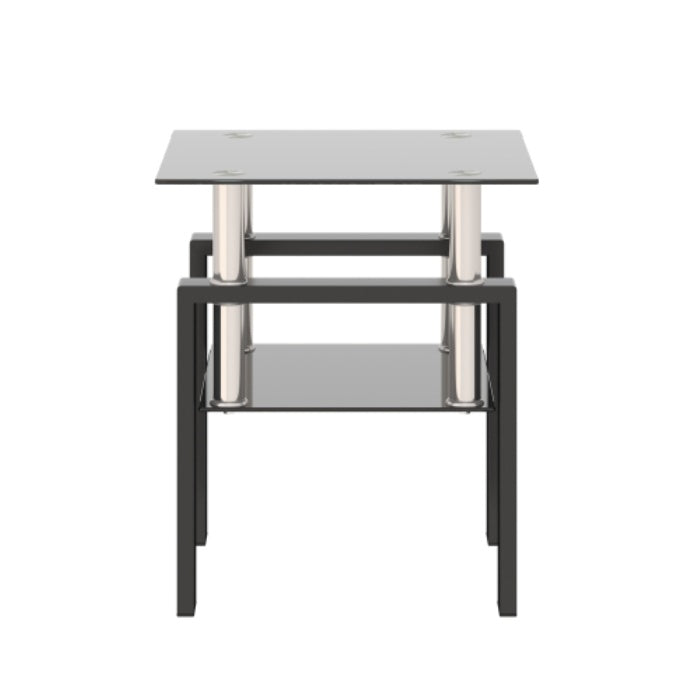 Black Glass Coffee Table Square Tempered Design