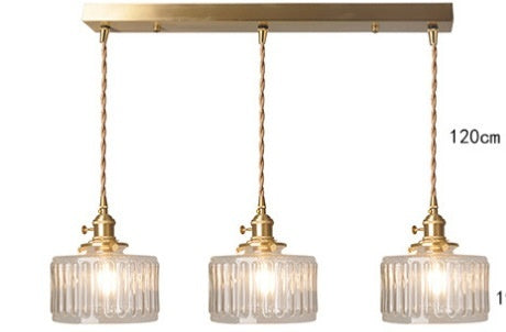 Green Glass Brass Multi-Head Chandelier