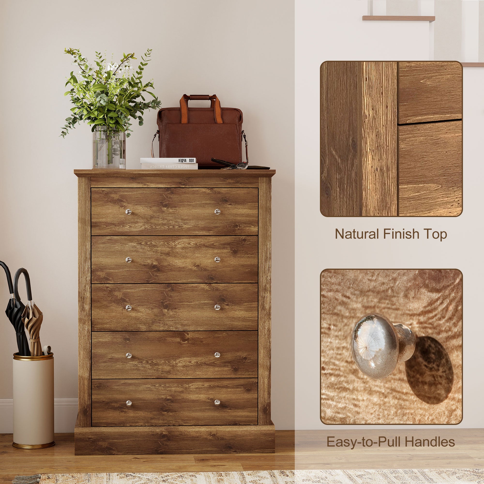 Rustic Brown Wood Dresser