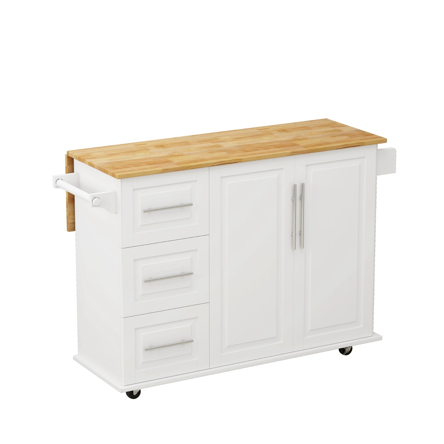 Kitchen Island Cart With Cabinet, 3 Drawers, Spice Rack, Towel Rack, 43.31  Wide