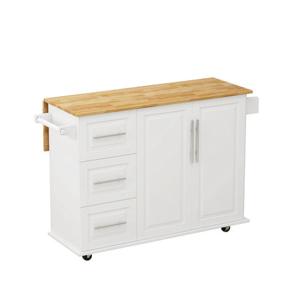 Kitchen Island Cart With Cabinet, 3 Drawers, Spice Rack, Towel Rack, 43.31  Wide