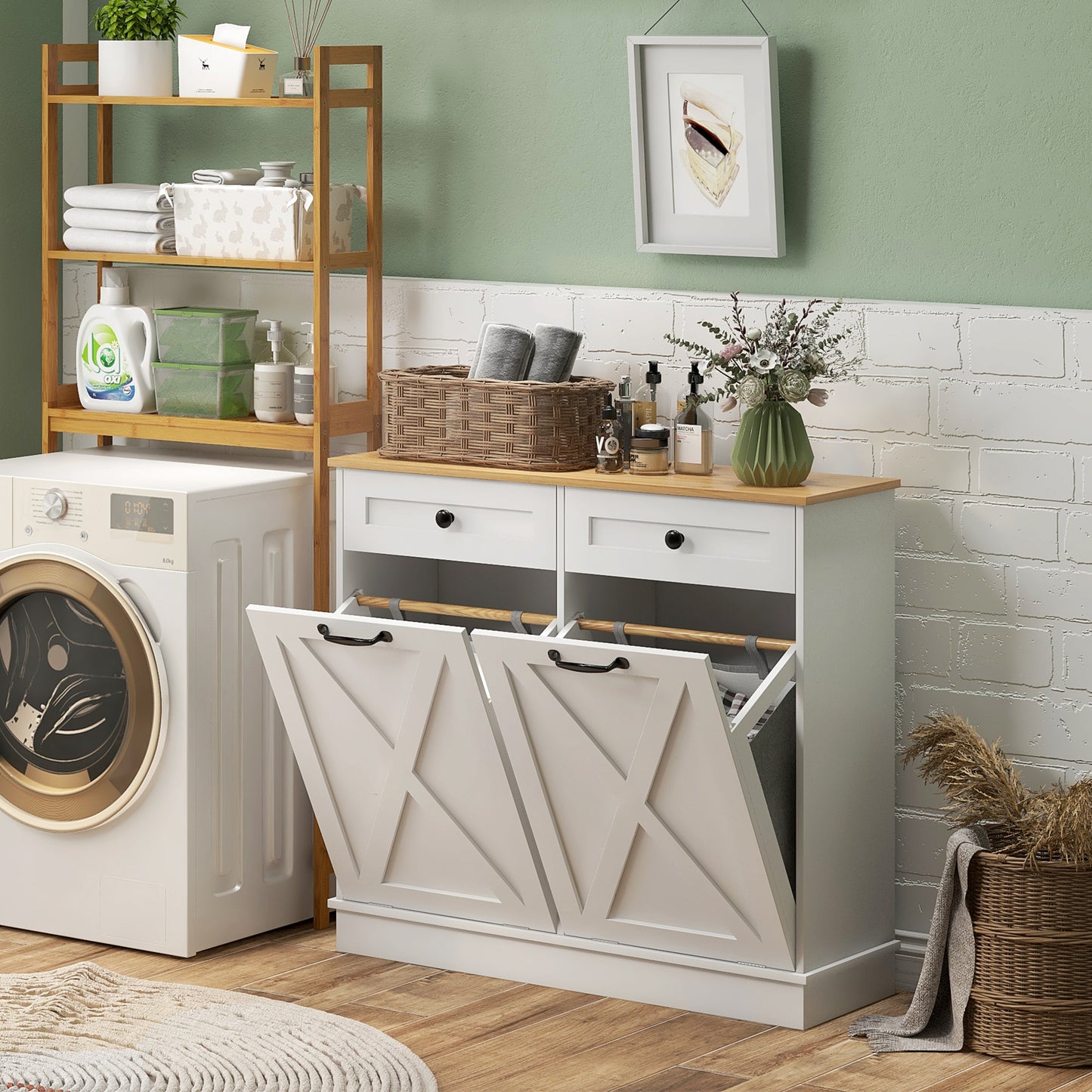 Tilt Out Laundry Hamper Cabinet