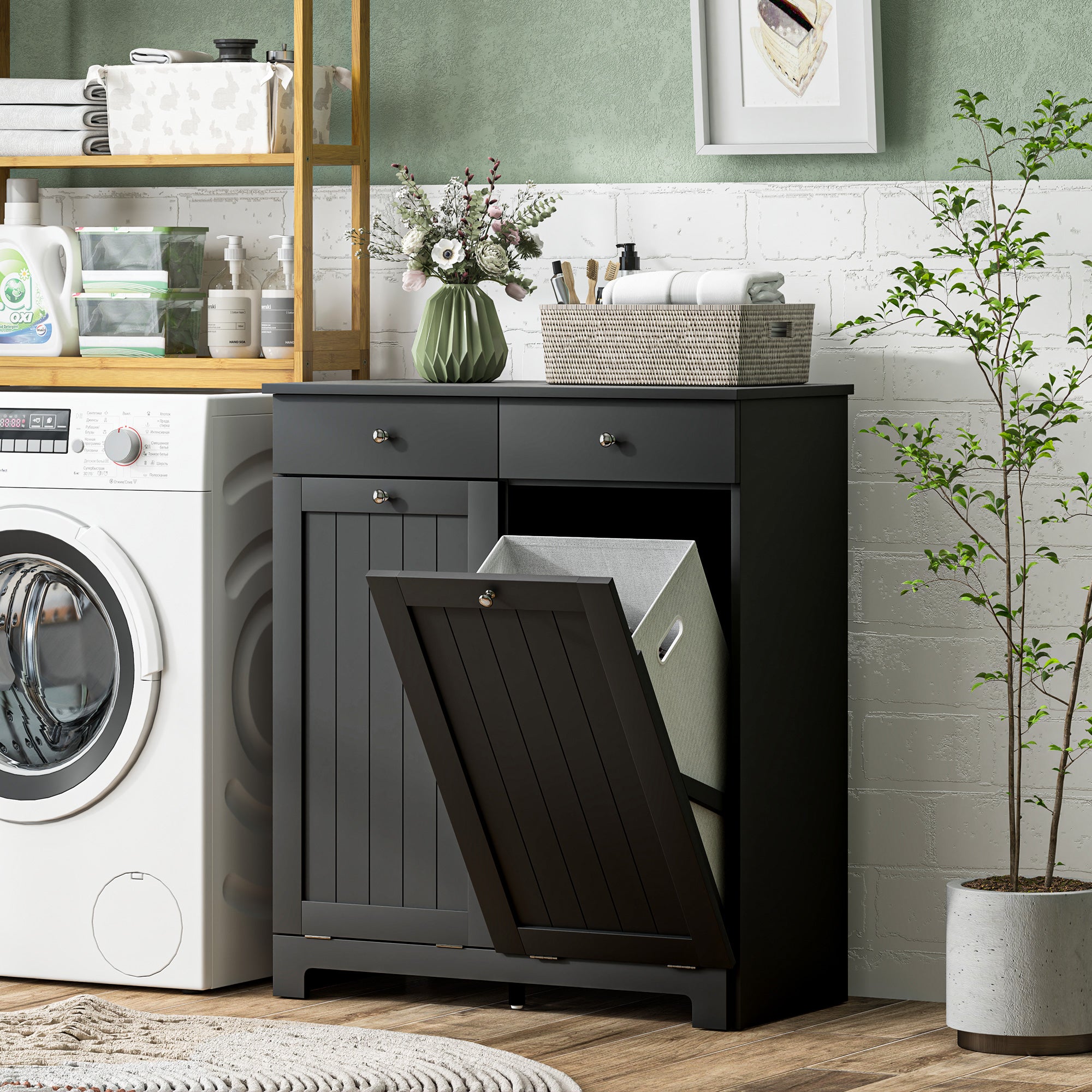 White Double Hamper Cabinet