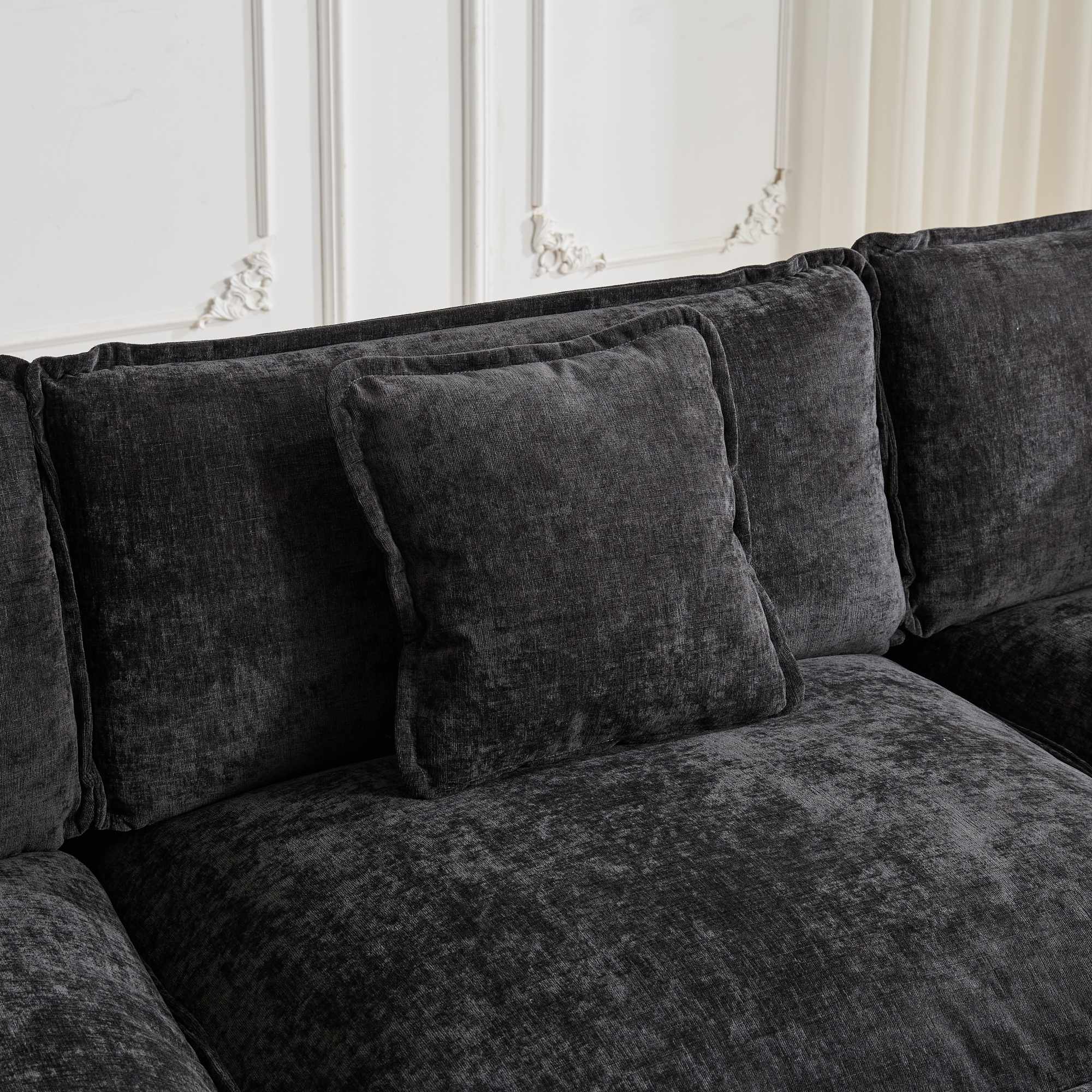 Black Chenille Double Sofa