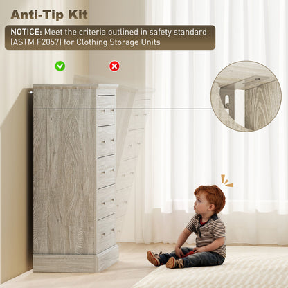 31 Wide Farmhouse Chest Of Drawers With 5 Drawers, Dresser For Bedroom With Wood Top For Living Room, Dirty Oak