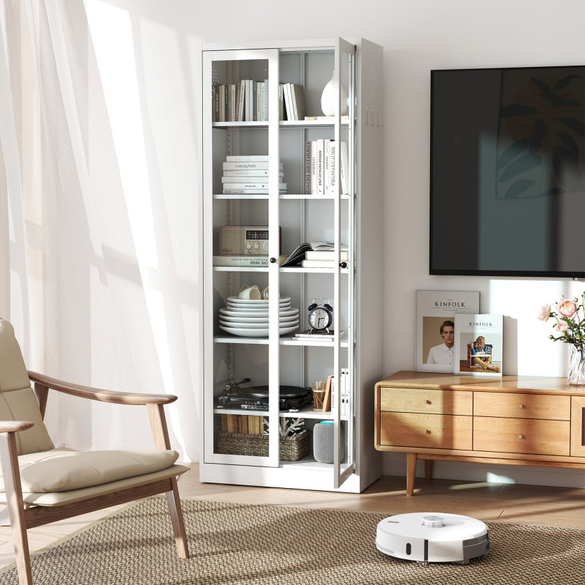 White Tall Storage Cabinet