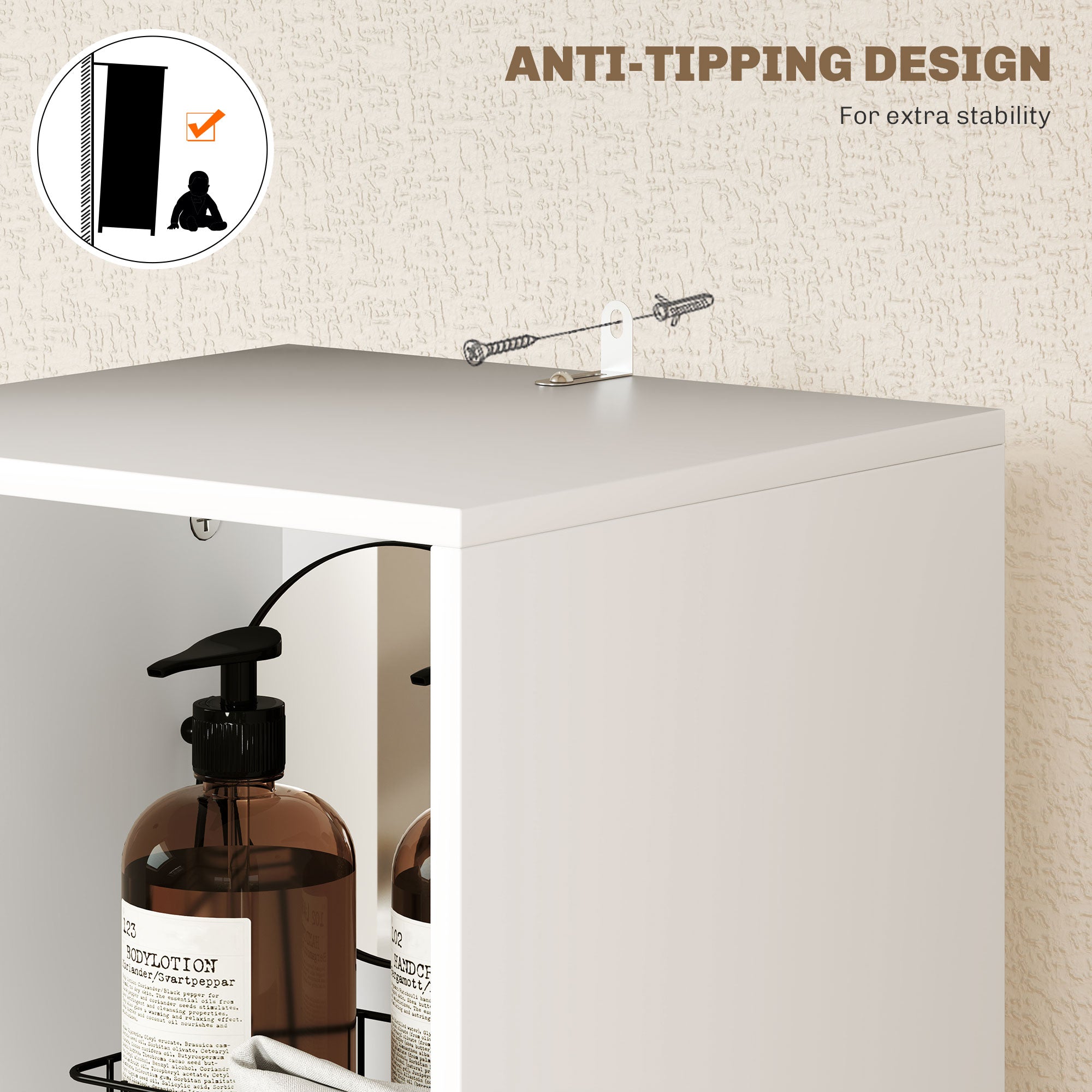 Rattan Door Bathroom Cabinet