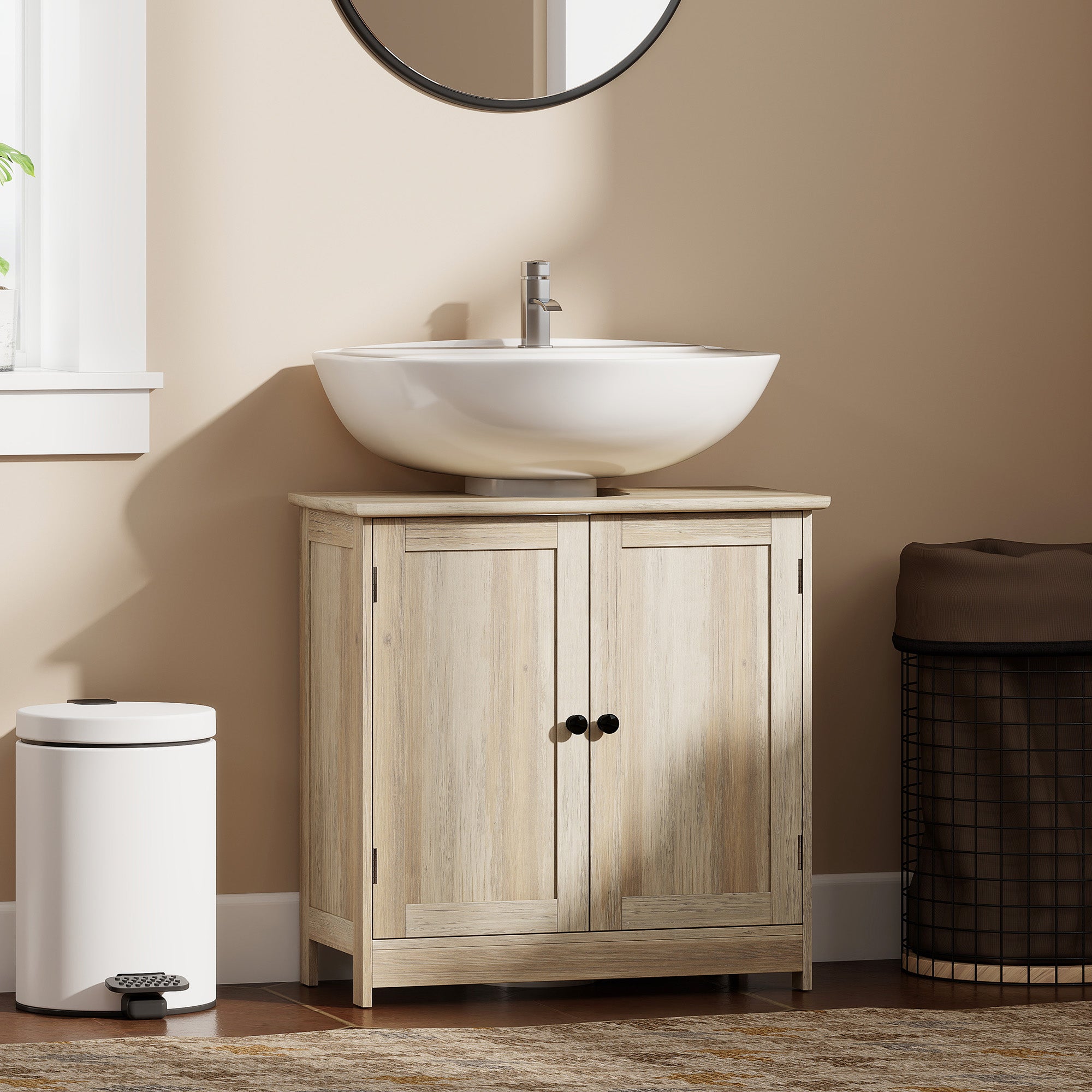 Wood Vanity Cabinet Elegant Design Bathroom