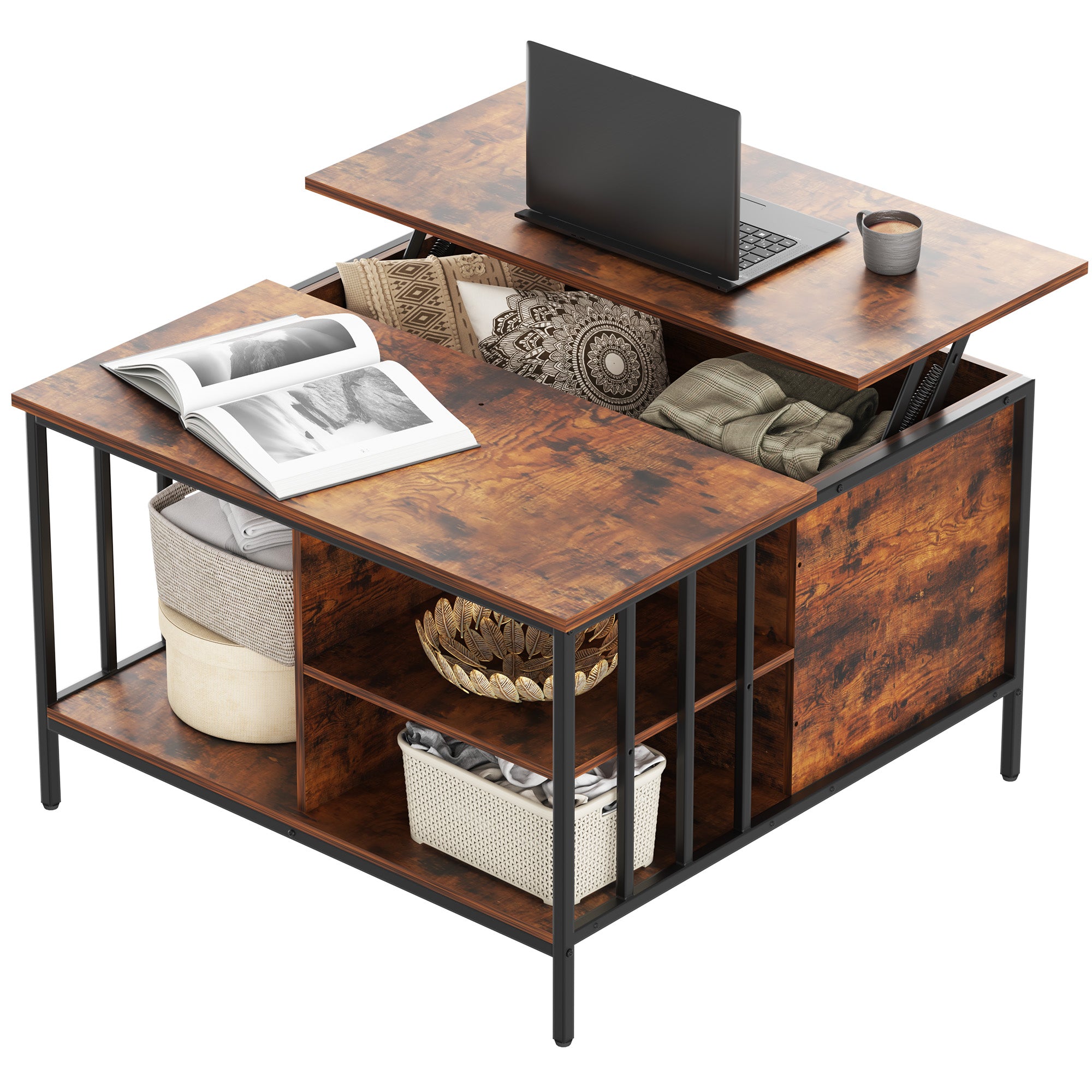 Natural Wood Lift-Top Table
