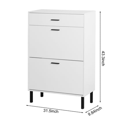 Modern Shoe Cabinet With Drawers & Metal Legs, Freestanding Storage Organizer