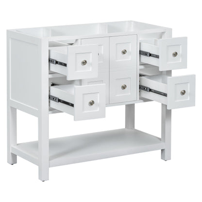 36'' Bathroom Vanity Without Sink,Free Standing Vanity Set With 4 Drawers& Soft Closing Doors,Solid Wood Frame Bathroom Storage Cabinet Only