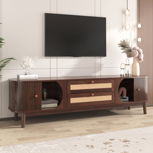 Wood Rattan Media Console